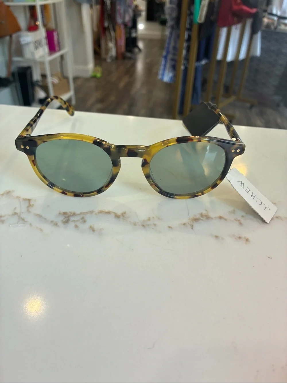 J. Crew Tortoiseshell Round Sunglasses with Green Lenses